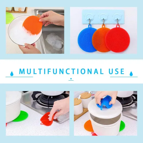 Miniatura 4 de Paquete de 3 bolsas de papas para microondas, con 3 cepillos de silicona para limpiadores de verduras, bolsa de papas horneadas reutilizable y Azul