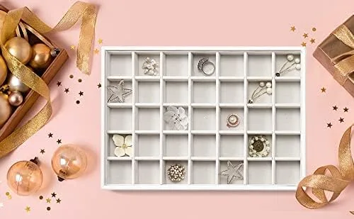 Miniatura 2 de Vlando Miller - Bandeja apilable para joyas, diseño de múltiples capas de gran capacidad y moda (blanco)