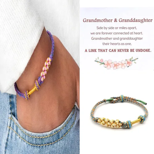 Miniatura 18 de Pulsera de nudo de cereza con texto en inglés «To My Granddaughter A Link That Can Never Be Undone», pulsera para nieta de la abuela, ajustable