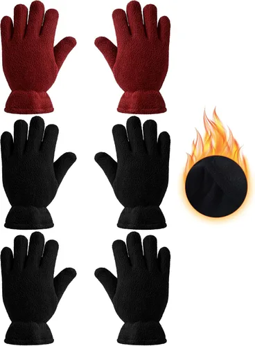 SATINIOR 3 pares de guantes de invierno de forro polar para niños y niñas, guantes cálidos para niños y niñas, suministros de actividades al aire