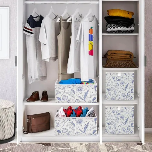 Miniatura 7 de Kigai Toile - Cubos de almacenamiento con diseño de cubos – 11 x 11 x 11 pulgadas, cubos plegables grandes, cesta organizadora de almacenamiento
