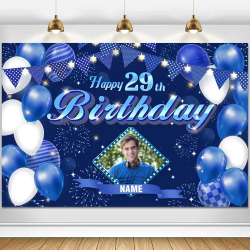 Miniatura 111 de Dicodes Fondo de decoración de feliz cumpleaños número 100 color azul marino personalizado, cartel con purpurina, pancarta, suministros