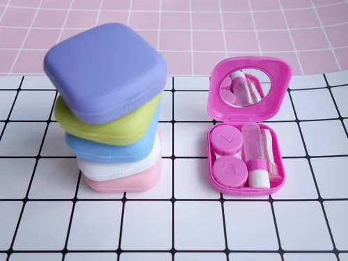 Miniatura 4 de Paquete de 6 fundas para lentes de contacto con espejo de inserción, ligero, compacto, portátil, juego de caja de lentes de contacto de viaje