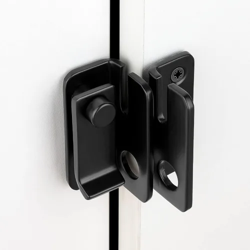 Miniatura 5 de INIRET 2 paquetes de pestillos abatibles, 2.36" x 2.12" acero inoxidable negro engrosado resistente cerrojo pestillo abatible para puerta de granero