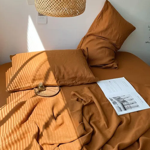 Miniatura 7 de Simple&Opulence - Juego de sábanas de lino 100% lavado, estilo básico, 4 piezas (1 sábana encimera y 1 sábana bajera y 2 fundas de almohada), lino