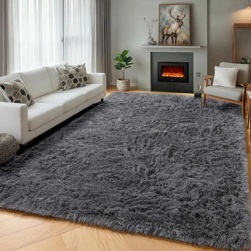 Miniatura 69 de ONASAR - Alfombra de pasillo negra de 2 x 6 pies, esponjosa, lavable, ultrasuave, afelpada, peluda, tapete para bebés, dormitorio de niños, armario