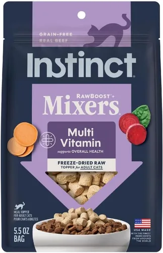 Instinct Raw Boost - Mezcladores de alimentos para gatos liofilizados con ingredientes funcionales, sin granos, carne de res real, multivitamínico