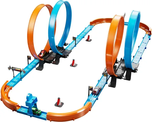 Miniatura 6 de Conjunto de Pista de Carreras de Coches LILYBUDS para Niños, Niños de 3-5 4-7 años, Pistas de Carreras con 4 Zonas de Choque y Coches de Ranura