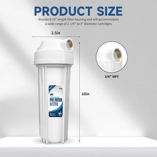 Miniatura 7 de Carcasa de filtro de agua para toda la casa, se ajusta a filtros de sedimentos de 10 x 2.5 pulgadas, etc. para agua de pozos y ciudades, sistema