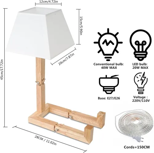 Miniatura 4 de Bonita lámpara de escritorio, lámparas de mesa de robot regulables, lámparas de noche de madera para dormitorio, estudio, oficina, sala de estar
