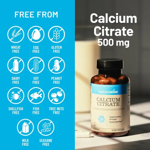 Miniatura 6 de NatureWise Cápsulas de citrato de calcio de 500 mg - Suplemento para la salud ósea - Fácil de digerir y absorber - Vegano, sin OMG, sin gluten - 90