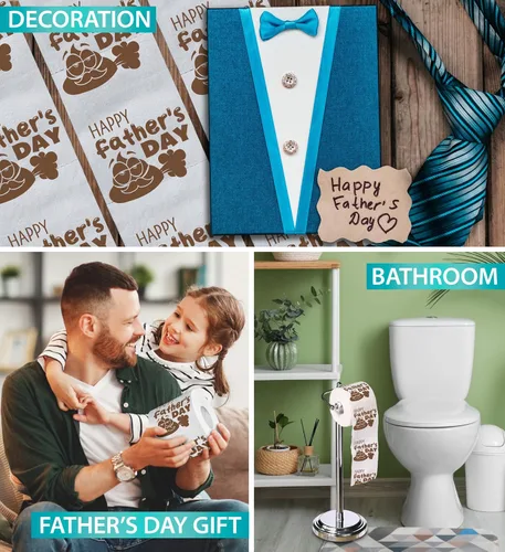 Miniatura 5 de Printed TP Rollo de papel higiénico con estampado de dibujos animados para el Día del Padre, divertido regalo de broma, regalos lindos para papá