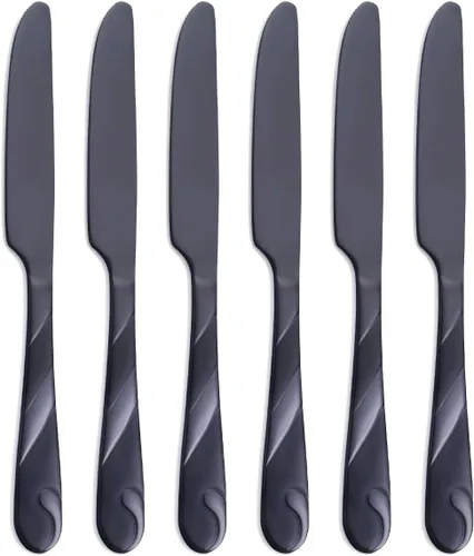 Miniatura 7 de Juego de cuchillos de cena arcoíris, cuchillo de carne arcoíris brillante de acero inoxidable para mesa, juego de 6 cuchillos de 23.37 cm