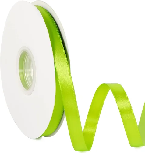 Miniatura 73 de Cinta de satén de color liso verde manzana de 1-1/2 pulgadas x 50 yardas, cinta de tela de poliéster de alta densidad de doble cara para envolver