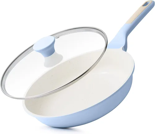 Miniatura 14 de SENSARTE Sartén antiadherente con tapa, sartén para tortilla con tapa, sartén de chef para cocina saludable, sartén antiadherente de cocina, libre