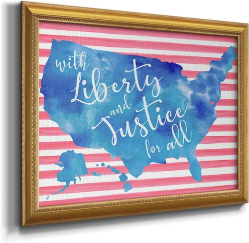 Miniatura 2 de Arte de pared de mapa de Estados Unidos azul sobre líneas blancas y rojas, pintura de fondo, arte abstracto moderno, decoración del hogar, lienzo