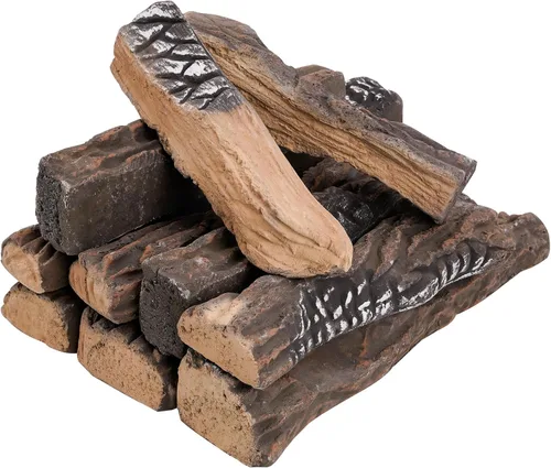 Miniatura 8 de Skyflame Set de 6 Troncos Grandes para Chimenea a Gas, Troncos de Madera Realistas Resistente al Calor para Chimenea de Gas, Fuego Central o Fogata