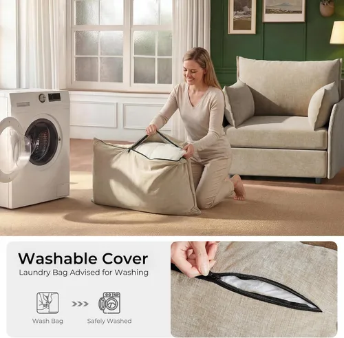 Miniatura 3 de ABCASA Silla de Acento de Gran Tamaño, Sillón Moderno Tapizado con Respaldo Extraíble y Funda Desmontable, Asiento de 24.5 Pulgadas de Profundidad