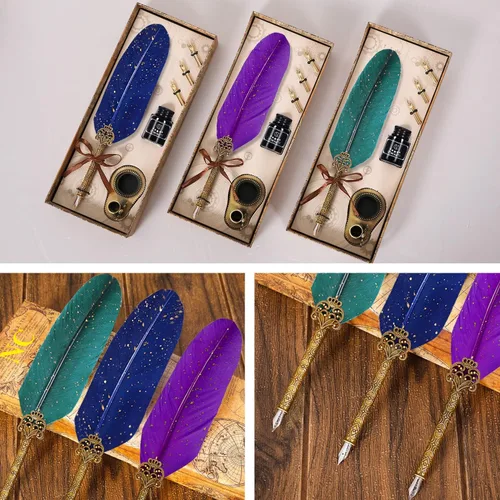 Miniatura 5 de NC Juego de bolígrafos de caligrafía de plumas, regalo ideal para vacaciones, cumpleaños y ocasiones especiales (azul)