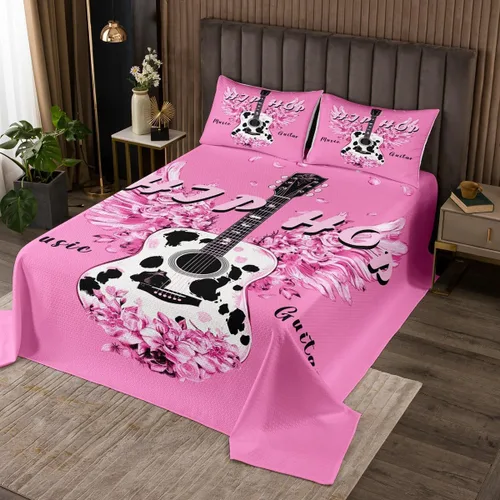 Miniatura 19 de Castle Fairy Cowboy Boots Bedspread Twin Size Bohemia Musical Guitar Coverlet Set Boys Bedroom Present Western Rustic Cowgirl Decor Bedding Set