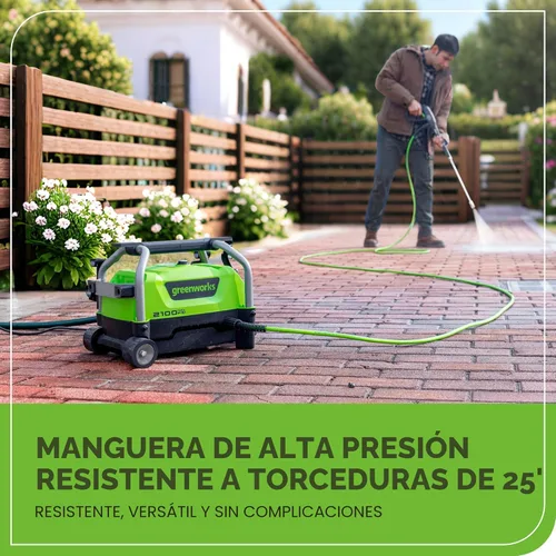 Miniatura 10 de Greenworks 2100 PSI (certificado SGS) 1.2 GPM 13Amp Lavadora eléctrica compacta a presión con mango telescópico para autos, calzadas, patios