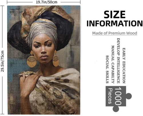 Miniatura 2 de Rompecabezas para adultos, 500 piezas, mujer negra africana, formación de reina americana, imágenes de madera, vacaciones, arte de pared divertido