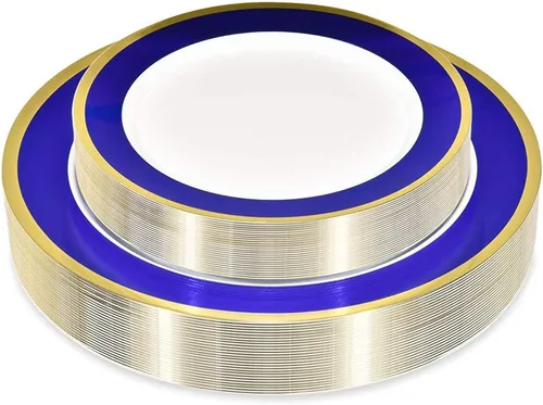 Stock Your Home 50 platos desechables, vajilla de plástico resistente para bodas, fiestas de cumpleaños, vacaciones, baby shower, incluye 25 platos