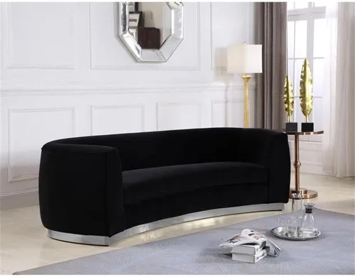 Miniatura 2 de Meridian Furniture Julian Collection Modern Sofá tapizado de terciopelo contemporáneo con base de acero inoxidable en acabado cromado pulido