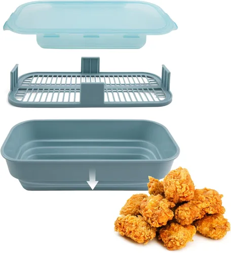 COOK WITH COLOR Tazón Plegable para Rebozar - Recipiente Agitador para Rebozar Sin Ensuciar - Ideal para Pescado Frito, Pollo Frito, Aros de Azul
