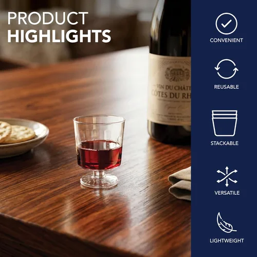 Miniatura 8 de Party Essentials Mini vasos desechables de plástico de 2 onzas, para degustaciones de vino, porciones pequeñas, muestras de alimentos, condimentos