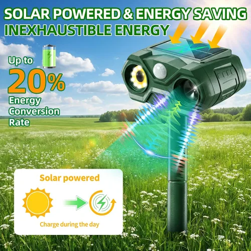 Miniatura 5 de Repelente solar de animales 2026, suplemento para exteriores, repelente de gatos recargable por USB, ardilla, conejo, zorro, dispositivos repelentes