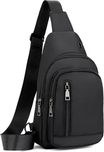 Miniatura 7 de Seoky Rop - Mochila tipo bandolera para hombre y mujer, pequeña, para el pecho y el hombro, para viajes, senderismo, mochila de día, Negro, Pequeño