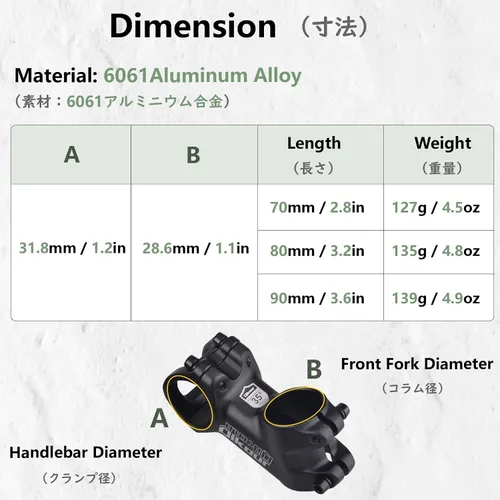 Miniatura 2 de JEELAD Bike Stem 31.8 Bicicleta Manillar Stem Bike Tenedor Extensor Manillar Corto Elevador Aleación de Aluminio para Bicicleta de Carretera MTB BMX