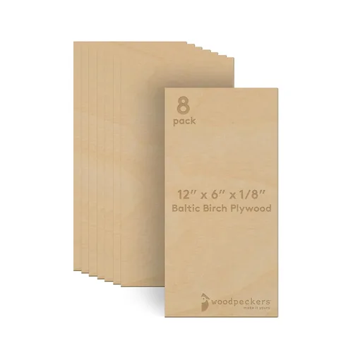 Miniatura 9 de Woodpeckers - Madera contrachapada de abedul báltico, 0.118 in, 1/8 x 5 x 7 pulgadas, paquete de 12 hojas de abedul báltico de grado B/BB, perfectas