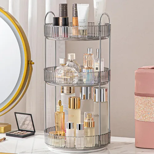 Miniatura 29 de Aveniee Organizador de maquillaje giratorio de 360 grados para tocador, organizadores de baño mejorados para perfume y cuidado de la piel