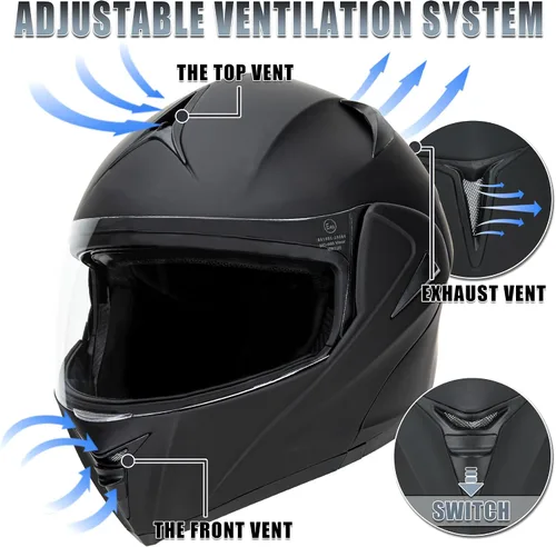 Miniatura 3 de Casco de motocicleta de cara completa aprobado por DOT con doble visera abatible, casco de motocicleta de cara completa con doble visera abatible