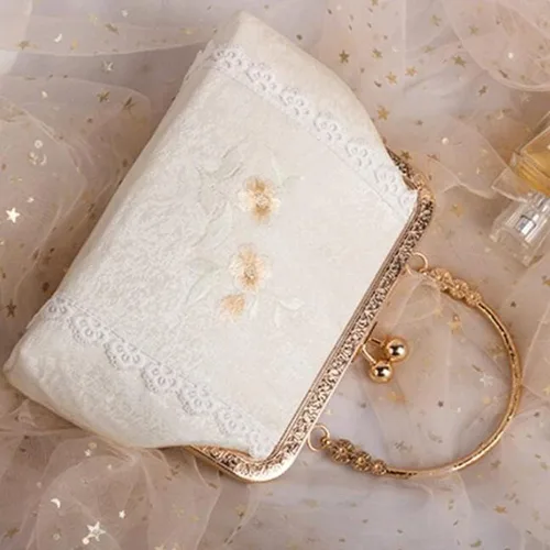 Miniatura 5 de Bolso bordado de estilo chino para las mujeres Vintage Metal Frame Kiss Lock Embrague Bolso Femenino étnico Monederos Wrap