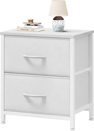 Miniatura 11 de Sweetcrispy - Mesita de noche pequeña con 2 cajones de tela, mesa auxiliar para dormitorio, para mesita de noche de 20 pulgadas de alto para Negro