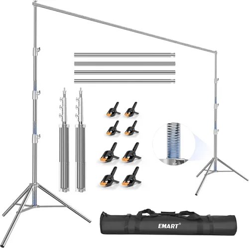 Miniatura 8 de EMART Soporte de fondo resistente de 10 x 10 pies, kit de soporte ajustable con 4 abrazaderas de fondo y bolsa de transporte, sistema de soporte