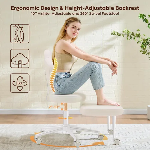 Miniatura 3 de Pinmoco Silla de Oficina con Piernas Cruzadas con Ruedas, Silla de Meditación, Silla TDAH para Adultos, Respaldo y Asiento Ajustables en Altura más