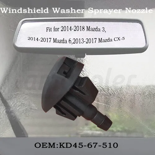 Miniatura 3 de Boquilla para limpiaparabrisas Accesorio de posventa para Mazda 3 2014-2018, Mazda 6 2014-2017, Mazda CX-5 2013-2017. OEM #: KD45-67-510 (2 piezas)