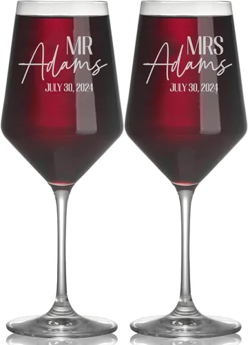Miniatura 12 de Copas de champán de boda personalizadas, juego de 2, copas de brindis Mr & Mrs para novia y novio, nombre y fecha grabados, regalos personalizados