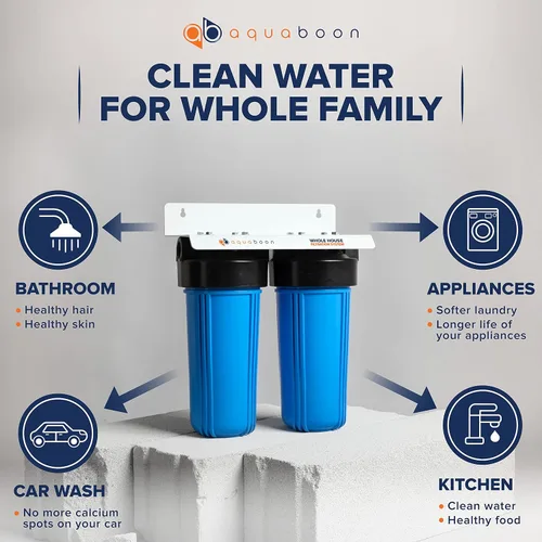 Miniatura 7 de Aquaboon Sistema de filtro de agua de 2 etapas para toda la casa con cartuchos de filtro de agua de 10 x 4.5 Reduce sedimentos y olores