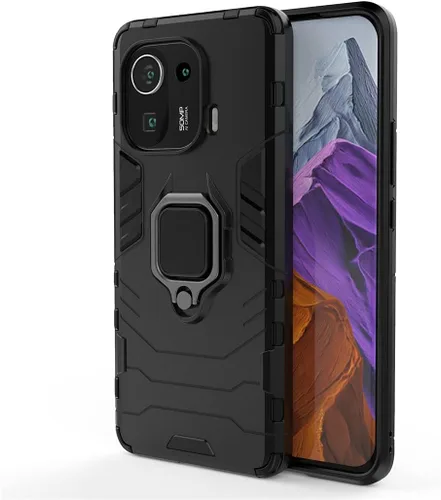 Miniatura 5 de Compatible con funda Xiaomi Mi 11 Pro, soporte de agarre de anillo de metal, a prueba de golpes (funciona con soporte magnético para automóvil)