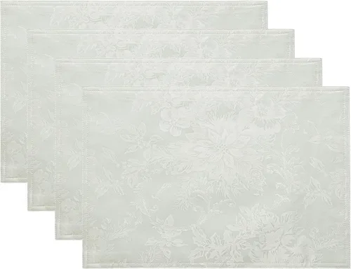 Miniatura 26 de Elrene Home Fashions Poinsettia Elegance - Servilletas de cena de tela jacquard para Navidad y vacaciones, juego de 4, 17"x17", rojo