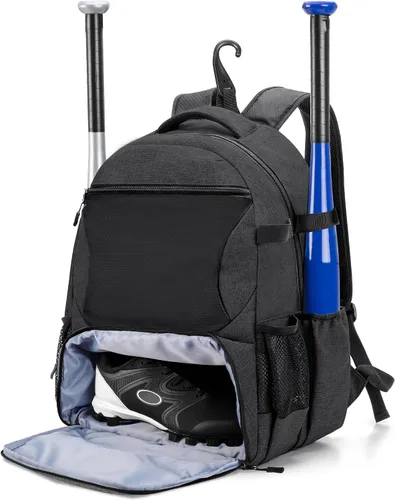 DSLEAF Mochila de béisbol con espacio separado para zapatos, bolsa de bate de sóftbol con capacidad para hasta 4 bates, por lo tanto, gancho y