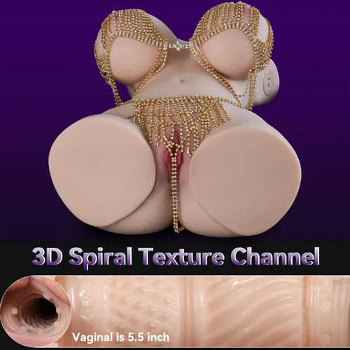 Miniatura 2 de Muñeca sexual realista de 23 libras con pechos enormes y trasero gordo, juguete sexual masculino para hombres con 5 modos de empuje, canal vaginal