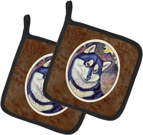 Caroline's Treasures 7173PTHD - Juego de soportes para ollas de cocina con hojas de otoño, husky siberiano, resistentes al calor, almohadillas