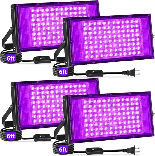 Miniatura 10 de Luces negras de 50 W con interruptor+enchufe, impermeable IP66, luz LED de inundación de luz negra para fiesta brillante, Halloween, dormitorio
