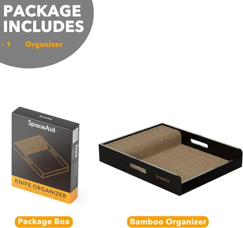 Miniatura 7 de SpaceAid Organizador Grande de Cajón para Cuchillos Inserto de Bambú, Soporte para Cuchillos de Carne de Cocina Organizadores Bloque para Cajón